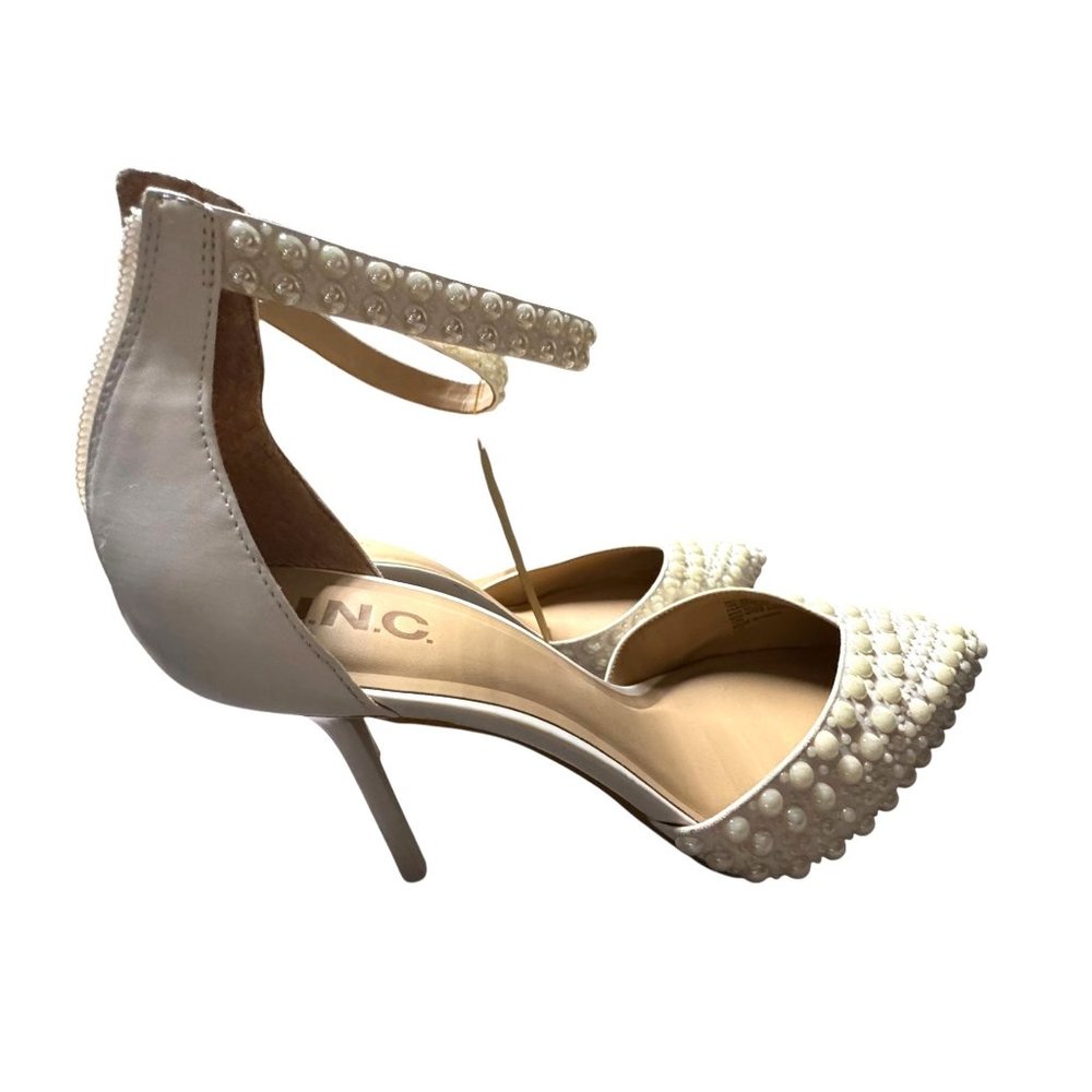 INC Women's White Pearl-Embellished Wedding Bridal Pointed-Toe Heels 10.5‎ - Picture 3 of 10